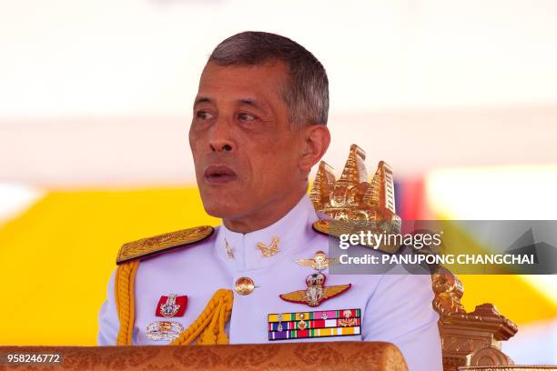 Thai King Maha Vajiralongkorn presides over the annual royal ploughing ceremony outside Bangkok's royal palace on May 14, 2018.