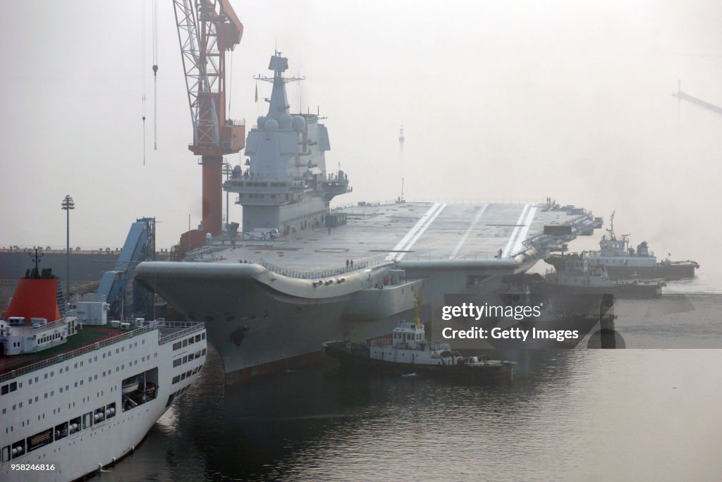 China's First Home-built Aircraft Carrier Sets Out For Sea Trial