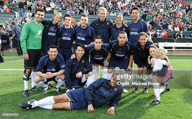 Team 'Nomar' plays in the 3rd Annual Mia Hamm & Nomar Garciaparra Celebrity Soccer Challenge at The Home Depot Center on January 16, 2010 in Carson,...