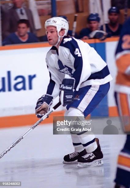 Craig Laughlin of the Toronto Maple Leafs skates against the St. Louis Blues during NHL game action on October 12, 1988 at Maple Leaf Gardens in...