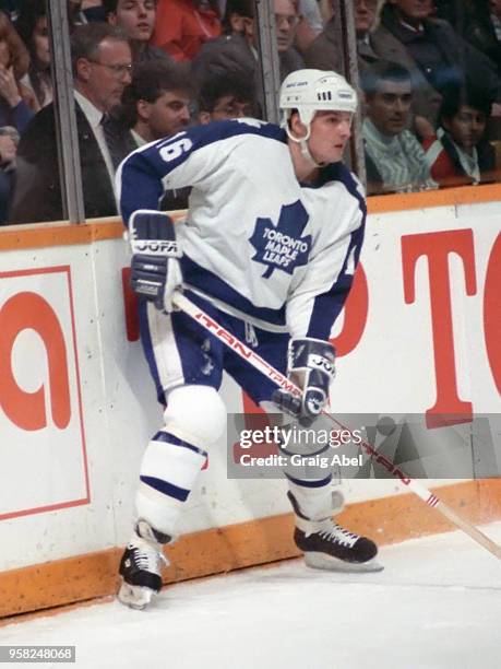 Ed Olczyk of the Toronto Maple Leafs skates against the St. Louis Blues during NHL game action On December 12, 1988 at Maple Leaf Gardens in toronto,...