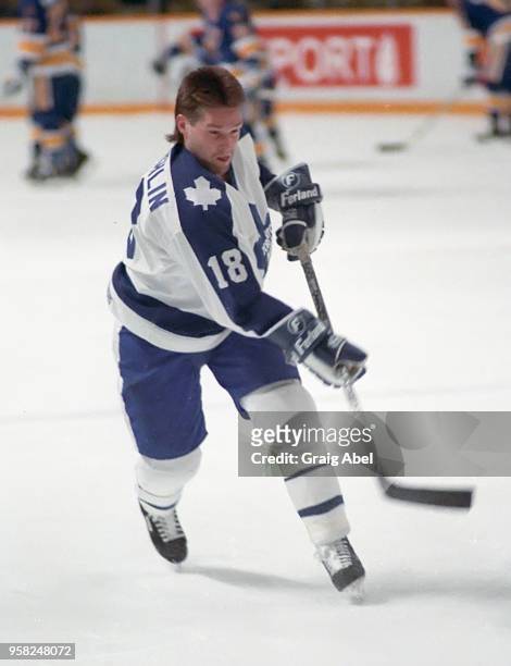 Craig Laughlin of the Toronto Maple Leafs skates against the St. Louis Blues during NHL game action On December 12, 1988 at Maple Leaf Gardens in...