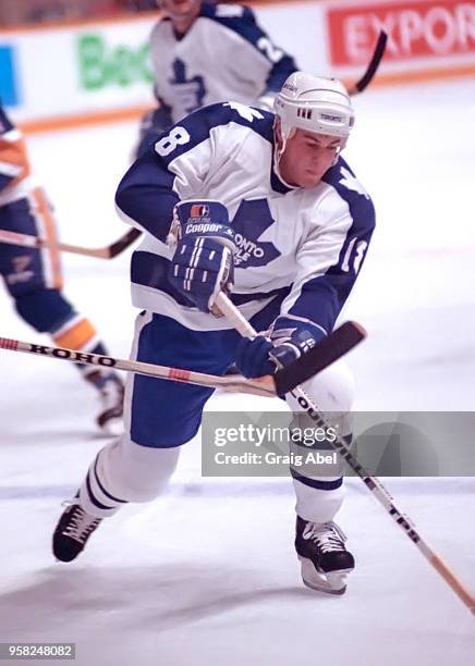 Scott Pearson of the Toronto Maple Leafs skates against the St. Louis Blues during NHL game action on October 12, 1988 at Maple Leaf Gardens in...