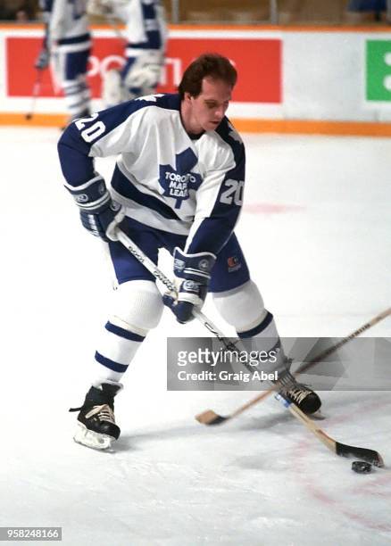 Al Secord of the Toronto Maple Leafs skates against the St. Louis Blues during NHL game action On December 12, 1988 at Maple Leaf Gardens in toronto,...