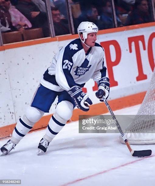 Darren Veitch of the Toronto Maple Leafs skates against the St. Louis Blues during NHL game action on October 12, 1988 at Maple Leaf Gardens in...