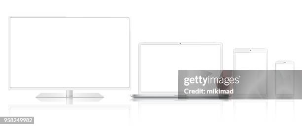 tablet, mobile phone, laptop, tv and smart watch - liquid crystal display stock illustrations stock illustrations