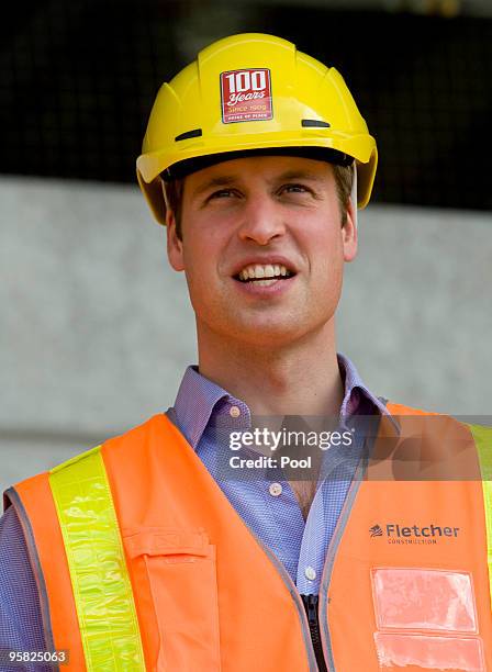 Prince William views developments at Eden Park for the 2011 Rugby World Cup on the first day of his visit to New Zealand on January 17, 2010 in...