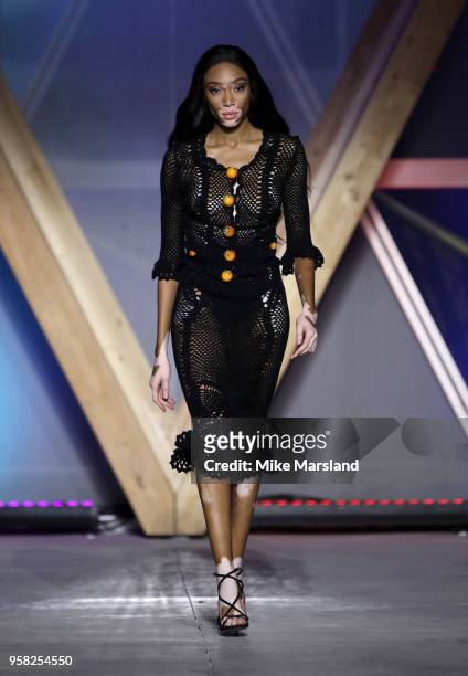 Winnie Harlow walks the runway during Fashion For Relief Cannes 2018 during the 71st annual Cannes Film Festival at Aeroport Cannes Mandelieu on May...