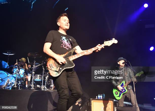 Matt Skiba and Mark Hoppus of Blink 182 perform during the Live 105 BFD at Concord Pavilion on May 13, 2018 in Concord, California.