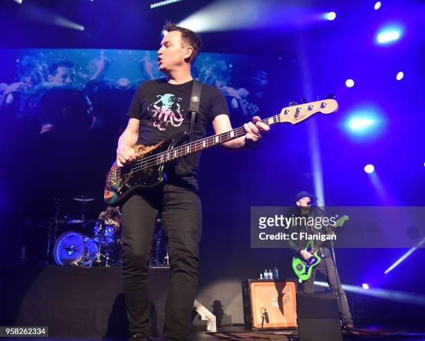 Matt Skiba and Mark Hoppus of Blink 182 perform during the Live 105 BFD at Concord Pavilion on May 13, 2018 in Concord, California.