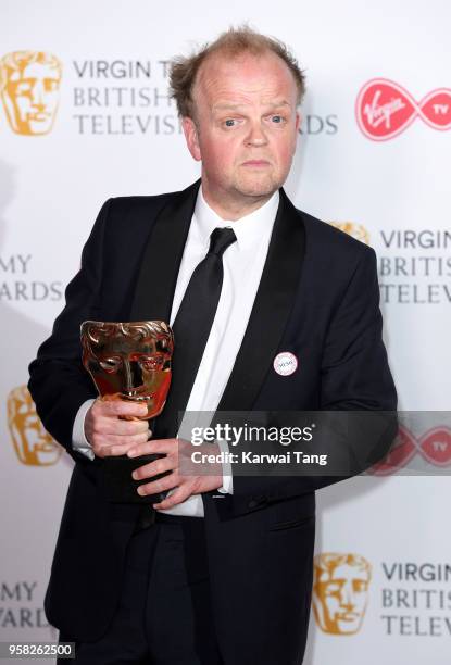 Toby Jones, winner of Male Performance In A Comedy Programme for 'Detectorists' poses in the press room during the Virgin TV British Academy...