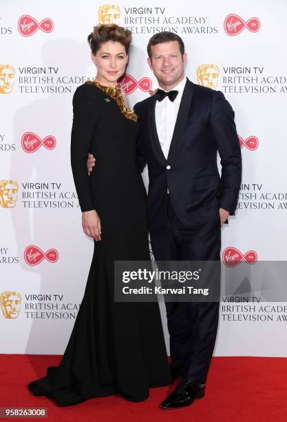 Emma Willis and Dermot O'Leary pose in the press room during the Virgin TV British Academy Television Awards at The Royal Festival Hall on May 13,...