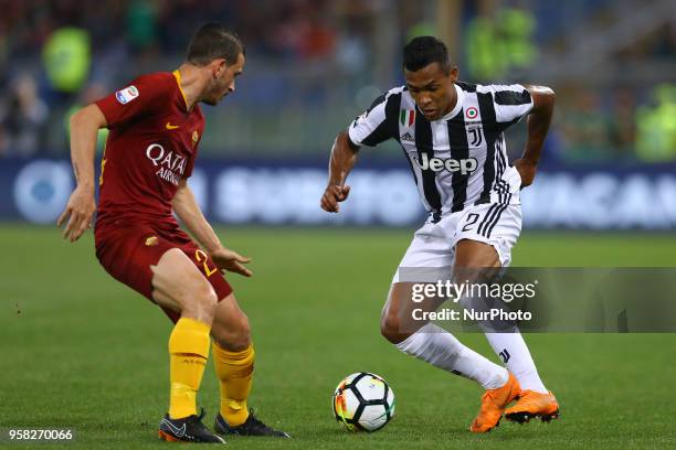 Alex Sandro of Juventus at Olimpico Stadium in Rome, Italy on May 13, 2018 during Serie A match between AS Roma and Juventus.