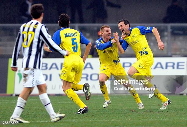 Gennaro Sardo of Chievo celebrates after scoring the opening the goal of the Serie A match between Chievo and Juventus at Stadio Marc'Antonio...