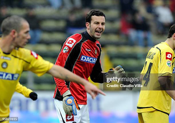 Samir Handanovic of Udinese Calcio in action during the Serie A match between Parma and Udinese at Stadio Ennio Tardini on January 17, 2010 in Parma,...