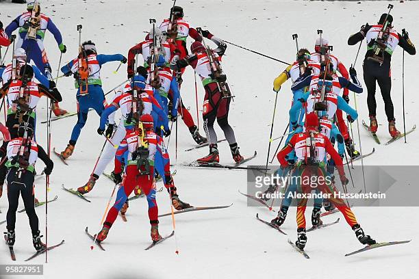 Athletes seen during the Men's 4 x 7,5km Relay in the e.on Ruhrgas IBU Biathlon World Cup on January 17, 2010 in Ruhpolding, Germany.