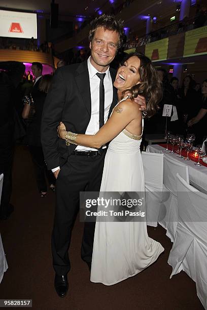 Oliver Geissen and wife Christina Plate attend the 37 th German Filmball 2010 at the hotel Bayrischer Hof on January 16, 2010 in Munich, Germany.