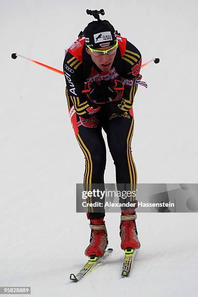 Daniel Boehm of Germany competes during the Men's 4 x 7,5km Relay in the e.on Ruhrgas IBU Biathlon World Cup on January 17, 2010 in Ruhpolding,...