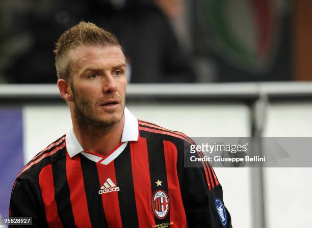 David Beckham in action during the Serie A match between Milan and Siena at Stadio Giuseppe Meazza on January 17, 2010 in Milan, Italy.