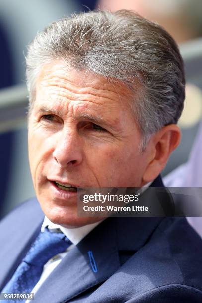 Claude Puel, Leicester City Manager looks on during the Premier League match between Tottenham Hotspur and Leicester City at Wembley Stadium on May...