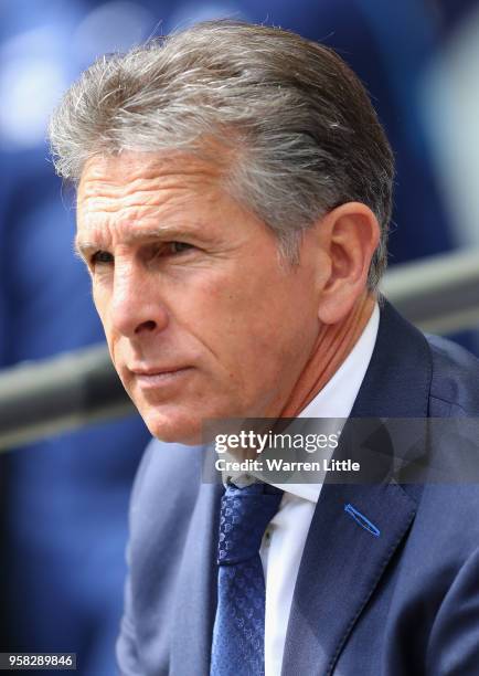 Claude Puel, Leicester City Manager looks on during the Premier League match between Tottenham Hotspur and Leicester City at Wembley Stadium on May...