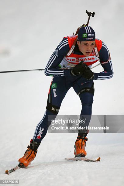 Tim Burke of USA competes during the Men's 4 x 7,5km Relay in the e.on Ruhrgas IBU Biathlon World Cup on January 17, 2010 in Ruhpolding, Germany.