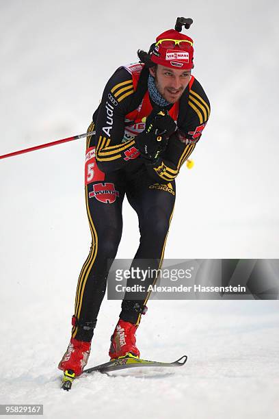 Alexander Wolf of Germany competes during the Men's 4 x 7,5km Relay in the e.on Ruhrgas IBU Biathlon World Cup on January 17, 2010 in Ruhpolding,...