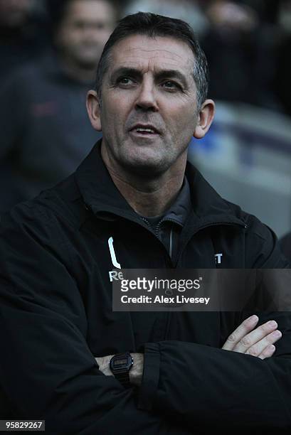 Bolton Wanderers Manager Owen Coyle looks on prior to the Barclays Premier League match between Bolton Wanderers and Arsenal at the Reebok Stadium on...