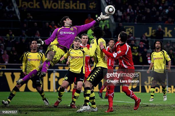 Goalkeeper Marc Ziegler of Dortmund jumps for the ball during the Bundesliga match between 1. FC Koeln and Borussia Dortmund at RheinEnergieStadion...