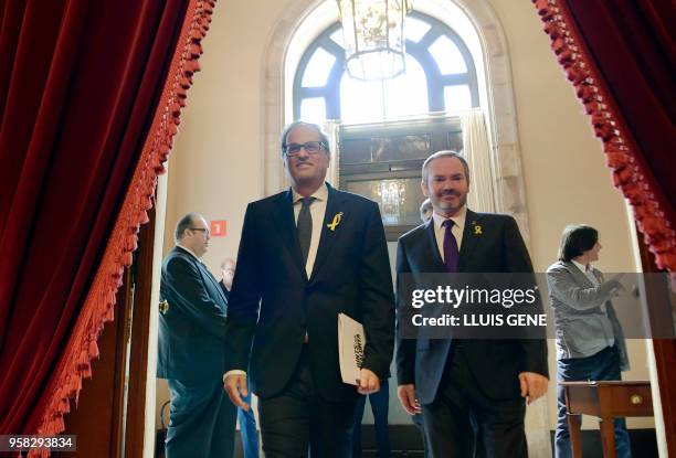 Junts per Catalonia MP and presidential candidate Quim Torra attends a vote session to elect a new regional president at the Catalan parliament in...