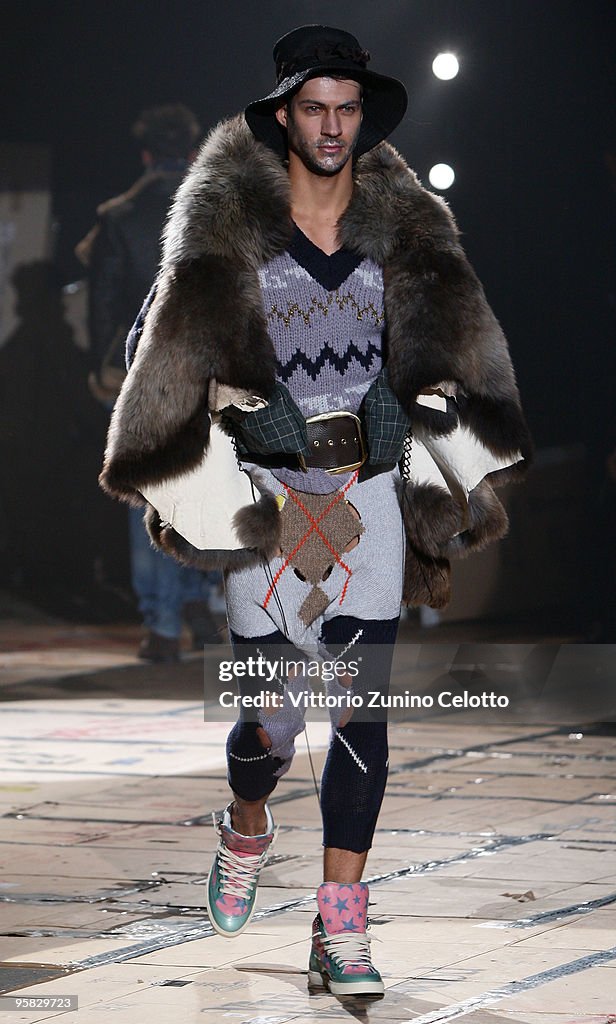 A model walks the runway during the Vivienne Westwood Milan Menswear ...
