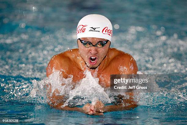 Kosuke Kitajima of Japan swims in the Men's 200 Breaststroke Prelim during the Long Beach Grand Prix on January 17, 2010 in Long Beach, California.