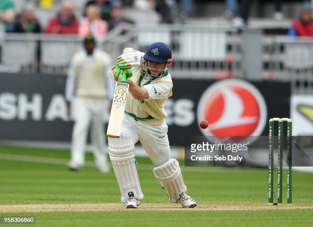 Dublin , Ireland - 14 May 2018; Niall O'Brien of Ireland plays a shot during day four of the International Cricket Test match between Ireland and...