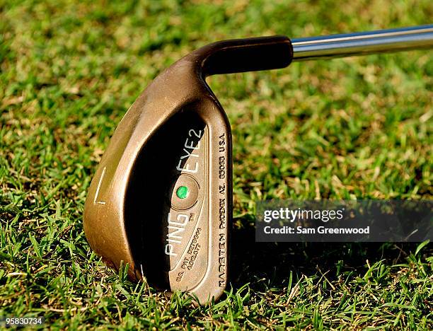 View of a lob wedge that has square grooves during the final round of the Sony Open at Waialae Country Club on January 17, 2010 in Honolulu, Hawaii.