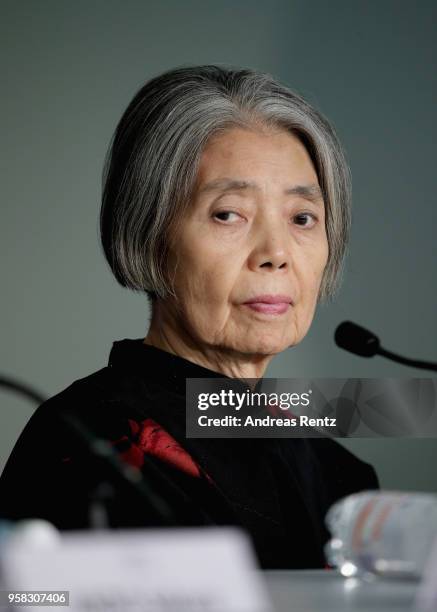 Japanese actress Kirin Kiki attends the press conference for "Shoplifters " during the 71st annual Cannes Film Festival at Palais des Festivals on...