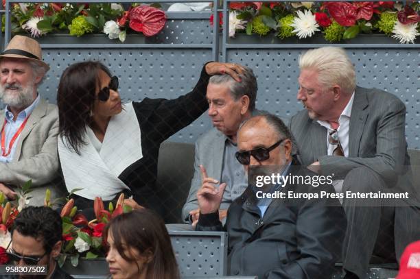 Claudia Rodriguez, Manolo Sanana and Boris Becker during day seven of the Mutua Madrid Open tennis tournament at the Caja Magica on May 11, 2018 in...