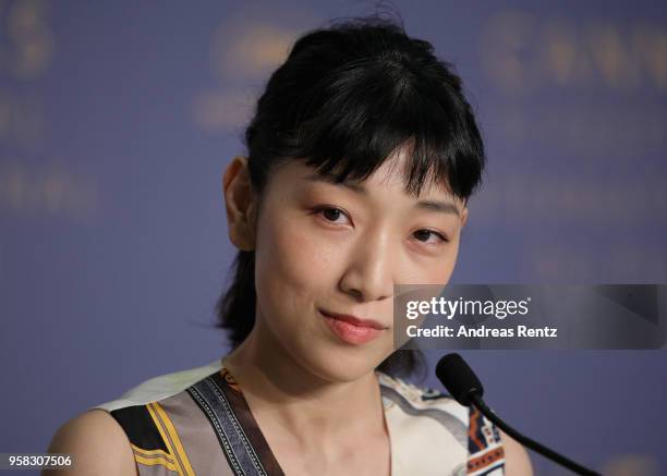 Sakura Ando attends the press conference for "Shoplifters " during the 71st annual Cannes Film Festival at Palais des Festivals on May 14, 2018 in...