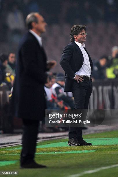 Walter Mazzarri coach of Napoli looks on during the Serie A match between SSC Napoli and US Citta di Palermo at Stadio San Paolo on January 17, 2010...