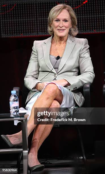 Actress Glenn Close of the television show "Damages" speaks during the FX portion of the 2010 Television Critics Association Press Tour at the...