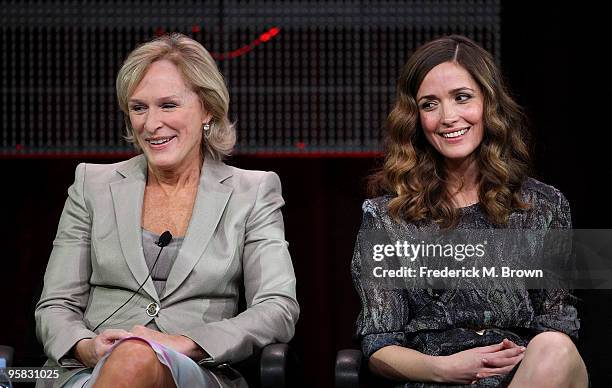 Actresses Glenn Close and Rose Byrne of the television show "Damages" speak during the FX portion of the 2010 Television Critics Association Press...