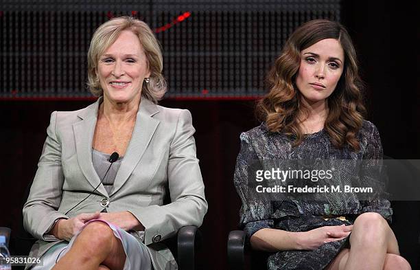 Actresses Glenn Close and Rose Byrne of the television show "Damages" speak during the FX portion of the 2010 Television Critics Association Press...