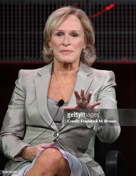 Actress Glenn Close of the television show "Damages" speaks during the FX portion of the 2010 Television Critics Association Press Tour at the...