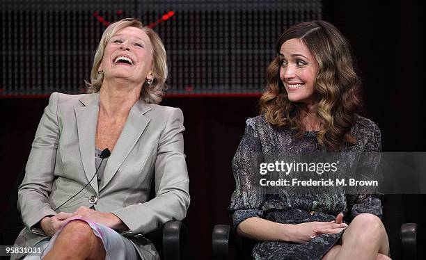 Actresses Glenn Close and Rose Byrne of the television show "Damages" speak during the FX portion of the 2010 Television Critics Association Press...