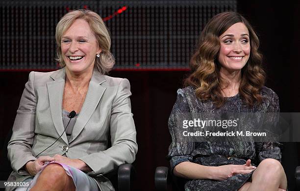 Actresses Glenn Close and Rose Byrne of the television show "Damages" speak during the FX portion of the 2010 Television Critics Association Press...