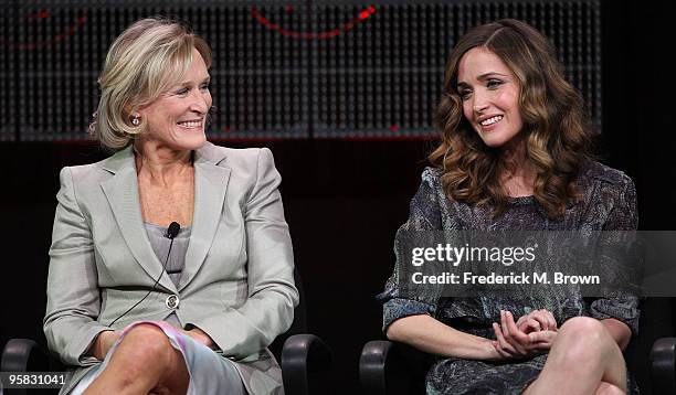 Actresses Glenn Close and Rose Byrne of the television show "Damages" speak during the FX portion of the 2010 Television Critics Association Press...