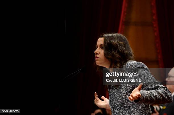 Center-right party Ciudadanos MP Ines Arrimadas speaks during a vote session to elect a new regional president at the Catalan parliament in Barcelona...