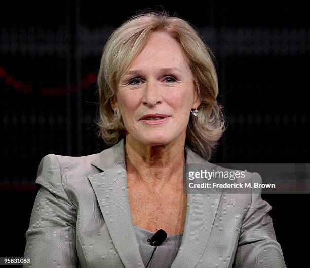 Actress Glenn Close of the television show "Damages" speaks during the FX portion of the 2010 Television Critics Association Press Tour at the...