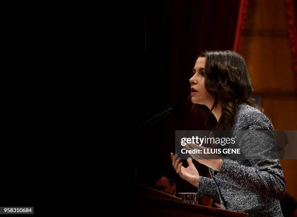 Center-right party Ciudadanos MP Ines Arrimadas speaks during a vote session to elect a new regional president at the Catalan parliament in Barcelona...