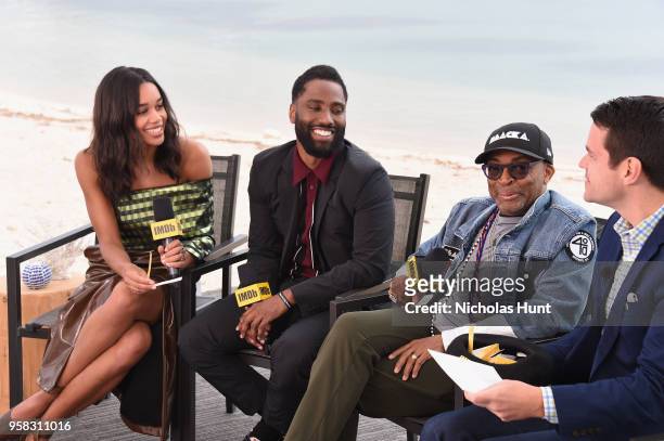 IMDb Special Correspondent Dave Karger interviews actors Laura Harrier, John David Washington and director Spike Lee for IMDb On The Scene during The...