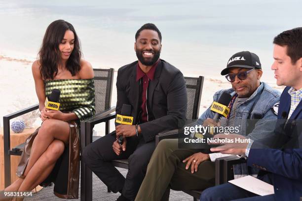 IMDb Special Correspondent Dave Karger interviews actors Laura Harrier, John David Washington and director Spike Lee for IMDb On The Scene during The...